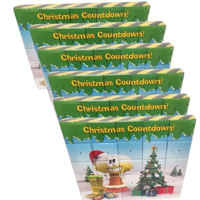 Christmas Countdown Sour Candy Advent Calendar 24-Day Festive Sweet Box with Tangy Treats and Cut-Out Stand-Up Figures Holiday Countdown Gift Set (Pack of 6)
