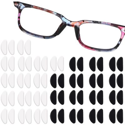 30 Pairs Eyeglasses Nose Pads Anti-Slip Soft Glasses Nose Pad Replacement Silicone Adhesive Transparent Eyeglass Noses Pads for Full Plastic Frames (Clear+Black 1.0mm)