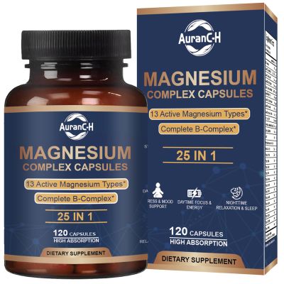 25-in-1 Magnesium Complex with Methylated B Complex Magnesium Glycinate Citrate Malate Taurate Gluconate Aspartate Carbonate D3 K2, Magnesium Complex Supplement for Relaxation Energy & Nerve