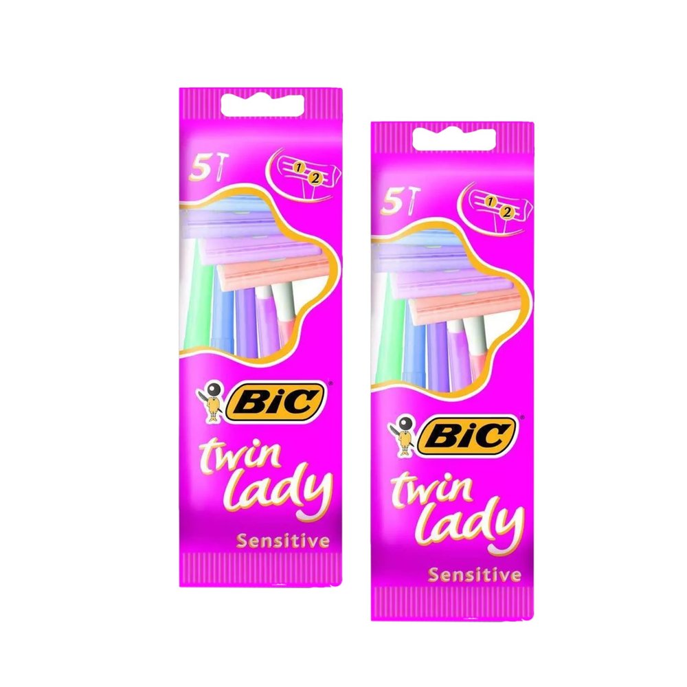 Bic Twin Lady Sensitive Razors - Twin Blade Smooth Shave Razor, Gentle Sensitive Skin Razors, Disposable & Easy Glide Hair Removal Shaving Razor for Body