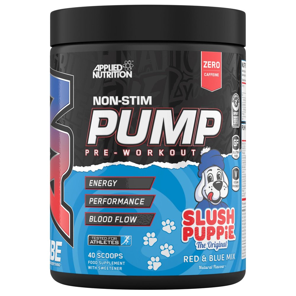 Applied Nutrition ABE Pump Pre Workout - All Black Everything Stim Free Pump Pre Workout Powder | Pump, Energy & Strength with Citrulline, Creatine, Beta-Alanine (500g - 40 Servings) (Slush Puppie)