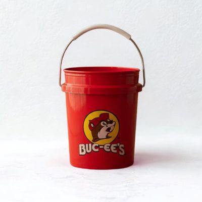 Buc-ee's Mini Red Bucket, 18 Ounce Portable Container with Handle, Plastic Storage Pail