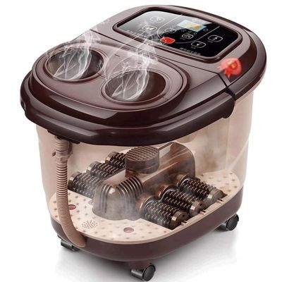 Foot Spa/Bath Massager with Bubbles and Lights, Foot Bath Massager with Automatic Massaging Rollers, Relieve Foot Pressure with 6 in 1 Function Cozy