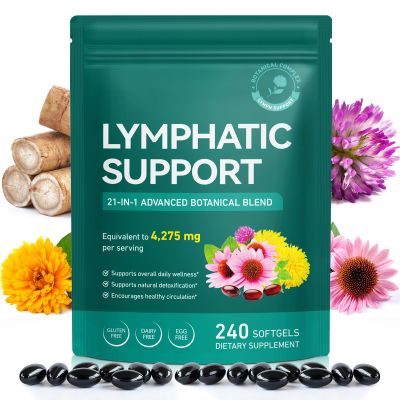 Lymph System Support Supplement - Lymph Cleanse Detox, Lymphatic Drainage Supplement with 21-in-1 Herbal Blend to Reduce Swelling 240 Capsules