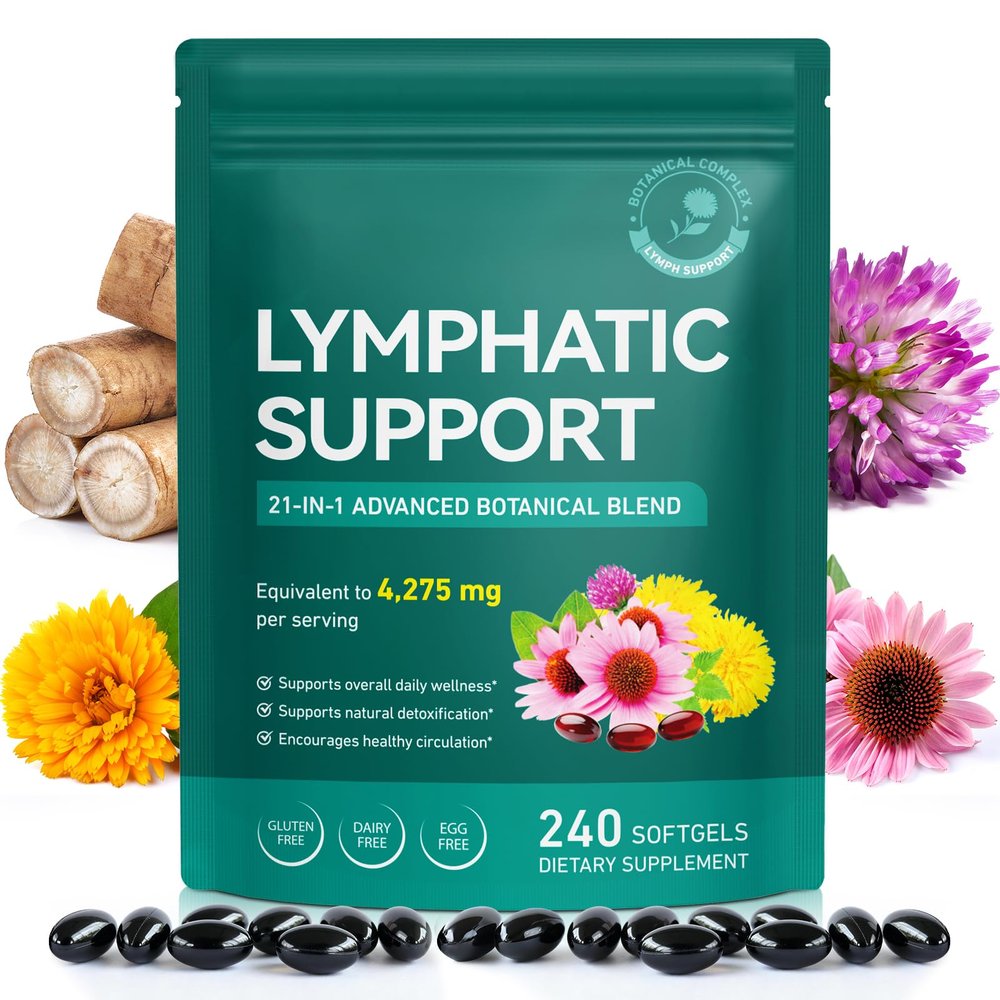 Lymph System Support Supplement - Lymph Cleanse Detox, Lymphatic Drainage Supplement with 21-in-1 Herbal Blend to Reduce Swelling 240 Capsules