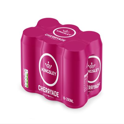 Kingsley Signature Cherryade, Premium Flavoured Carbonated Soft Drink, 100% Natural Flavourings & Colourings, Gluten Free, Vegetarian, Manufactured in the UK 6 x 330ml