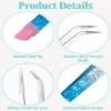 Apojgitn 2PCS Crystal Blue Nail Tweezer: Double Ended Sticker Tweezers with Silicone for Craft, Precision Rhinestone Picker Tool for Jewelry Eyelash Nail Art,Curved Tip Tweezers Kit view 3
