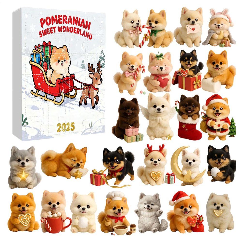 Christmas Countdown Toy 2D Flat Acrylic Dog Design Ornament