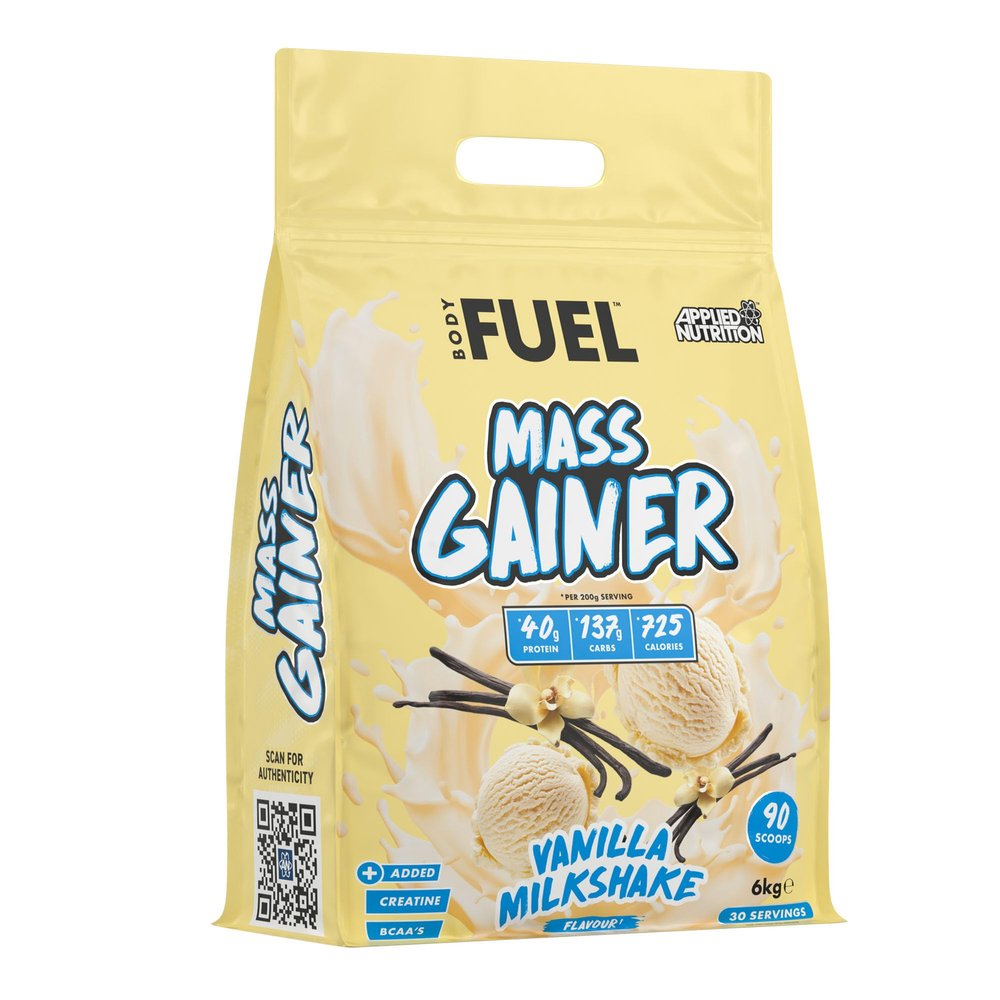 Applied Nutrition BodyFuel Mass Gainer- Weight Gain Protein Powder, High Calorie Weight Gainer, Lean Mass (6kg - 30 Servings) (Strawberry)
