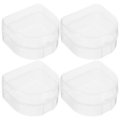 Hoement 4pcs Braces Box Dentures Holder Teeth Storage Box for Mouthguards Travel Case Dentures Beads Cases