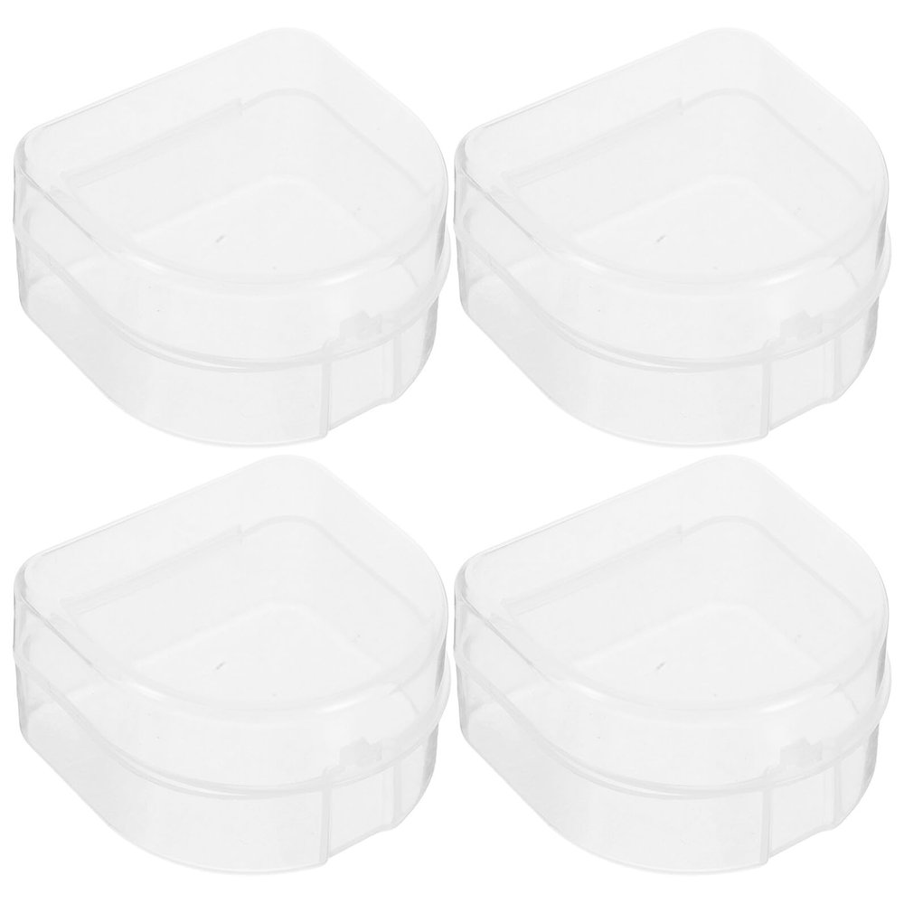 Hoement 4pcs Braces Box Dentures Holder Teeth Storage Box for Mouthguards Travel Case Dentures Beads Cases