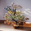 7 Chakra Crystal Tree of Life, Polished Gold Wire Wrapped Bonsai Style with Decorative Base for Good Luck and Spiritual Balance view 1