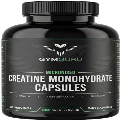 Gym Guru Creatine Monohydrate Capsules, 240 Tablets, 3000mg, UK Made