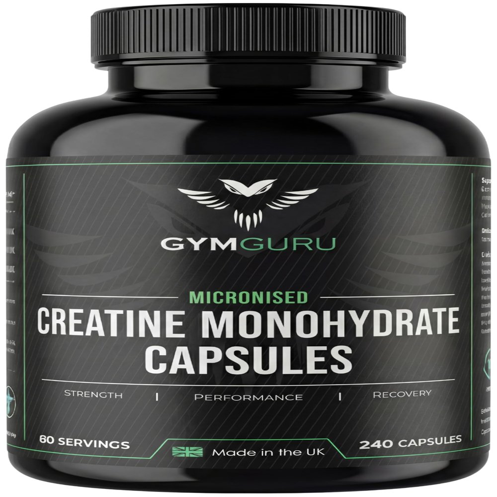 Gym Guru Creatine Monohydrate Capsules, 240 Tablets, 3000mg, UK Made