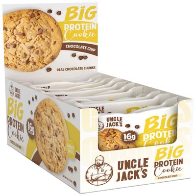 Uncle Jacks BIG Protein Cookie 12 x 100g High Protein Soft-Baked Cookie 16g Protein Delicious On-the-Go Snack | Chocolate Chip
