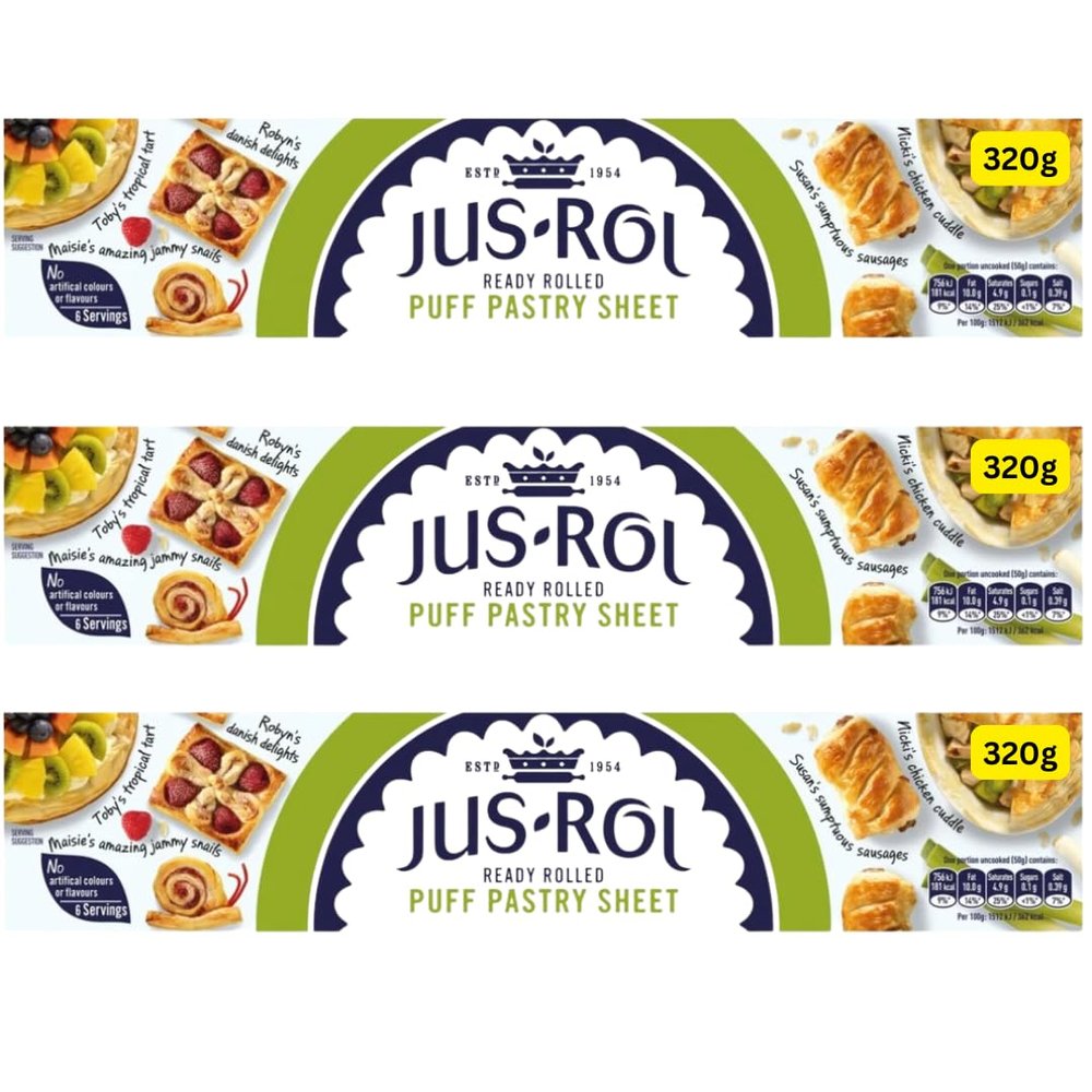 Puff Pastry Ready Rolled Sheet Jusrol 3x320g, 350mm x 225mm (3x320g)