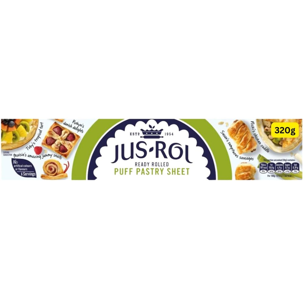 Puff Pastry Ready Rolled Sheet Jusrol 1x320g, 350mm x 225mm (1x320g)
