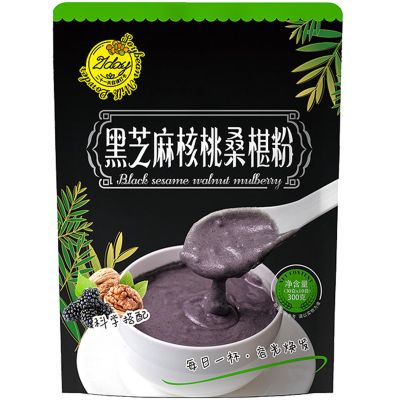 500g Black Sesame Walnut Mulberry Powder - 7 Natural Ingredients with Black Beans, Oats, 10 Bags Individually Packaged, Nutrient-Rich Grain Porridge for Daily Moment, Winter Warming, Relaxation