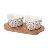 EASY LIFE Aperitif Set with 2 Porcelain Bowls and Acacia Tray Mon Amour Collection view 1