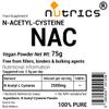 Nutrics 75g NAC N Acetyl Cysteine Powder - 100% Pure - Free from fillers Binders & Bulking Agents - N Acetyl L CYSTEINE (75g) view 2