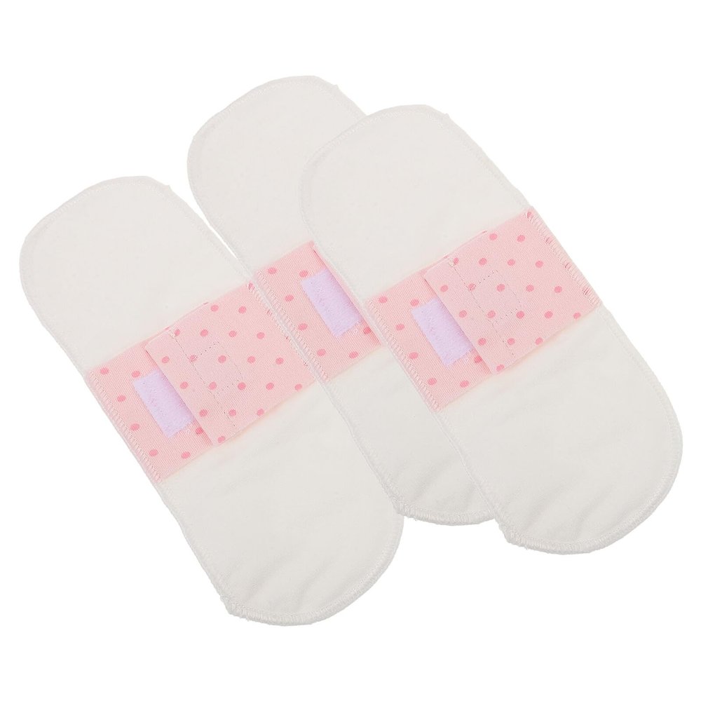 Abaodam Washable Cotton Menstrual Pads with Button Snap 3pcs for Women Soft Breathable Feminine Sanitary Napkins for Travel and Postpartum Use