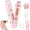 2 in 1 Bikini Trimmer for Women, Dual Head Electric Shaver with LED Display, IPX7 Waterproof Body Pubic Hair Trimmer Rechargeable Womens Electric Razor for Armpit Leg Body Facial Wet & Dry Use