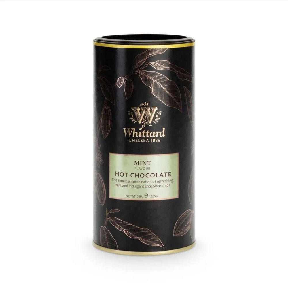 Whittard Chelsea Mint Hot Chocolate, Premium Flavoured Drinking Chocolate with Chocolate Chips, 350g