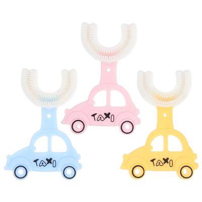 PAMINGONO Boys and Girls Silicone Toothbrush 3Pcs Pack U-Shaped Manual Tooth Brush Bite-Resistant Soft Silicone Material Protects Enamel Oral Cleaning for Toddlers