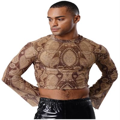 Aiihoo Adult Men Cropped Tee Tops Underwear Sports Gym Vest Cropped Shirts Male Holiday Undershirt Brown L