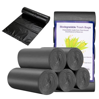 20L Biodegradable Food Waste Bags, 100Pcs Compostable Food Waste Garbage Bags, Compostable Compost Caddy Liners, Recycled Degradable Rubbish Garbage Trash Bags for Kitchen Office(60 x 50 cm, Black)