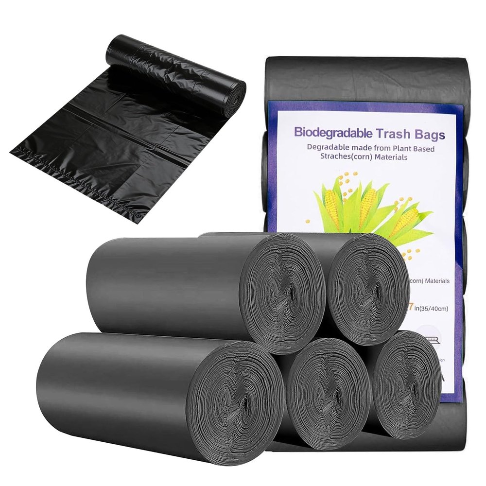 20L Biodegradable Food Waste Bags, 100Pcs Compostable Food Waste Garbage Bags, Compostable Compost Caddy Liners, Recycled Degradable Rubbish Garbage Trash Bags for Kitchen Office(60 x 50 cm, Black)
