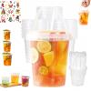 24oz Mini Drink Buckets with Lids and Straws, Christmas Drink Buckets with Lids and Straws,Reusable Clear Plastic Bucket Cups for Drinks,Suitable for Outdoor Beverage Packaging Pool Party (35oz,36PCS) view 1