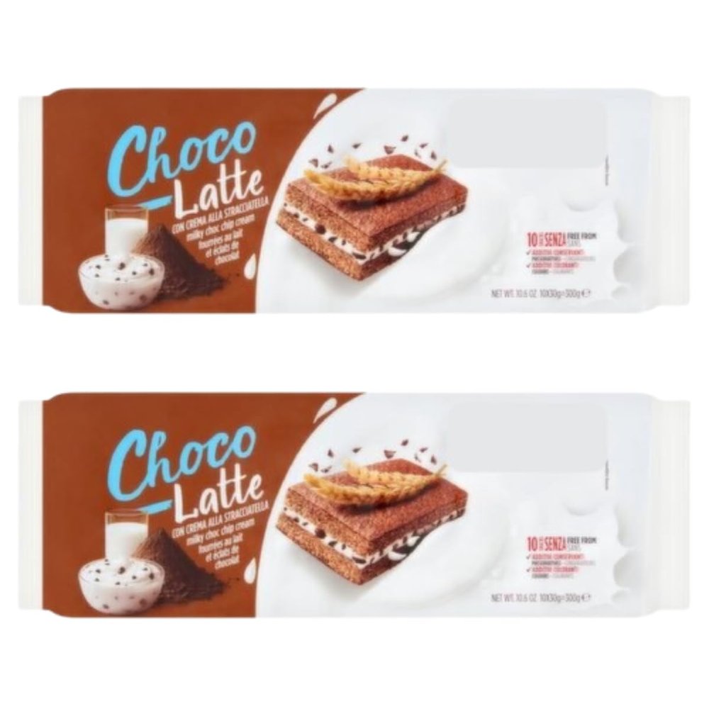 Choco Latte Chocolate Cream Filled Wafers, No Artificial Colors or Preservatives, (10 x 30g), Pack Of 2