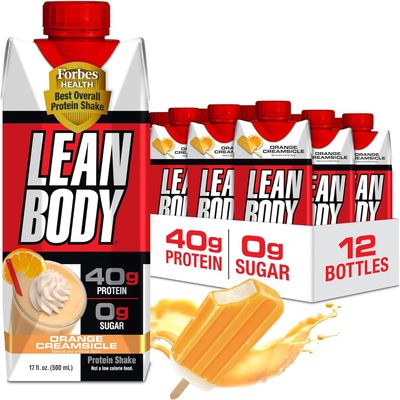 Lean Body Ready-to-Drink Protein Shake, 40g Protein, Gluten Free, 22 Vitamins & Minerals, (Recyclable Carton & Lid - Pack of 12) LABRADA (Orange Creamsicle)