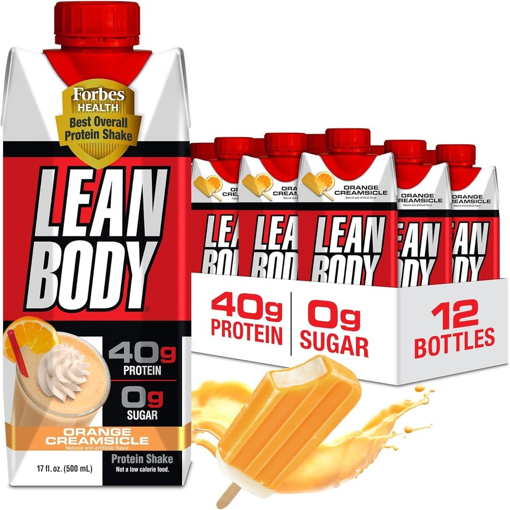 Lean Body Ready-to-Drink Protein Shake, 40g Protein, Gluten Free, 22 Vitamins & Minerals, (Recyclable Carton & Lid - Pack of 12) LABRADA (Orange Creamsicle)