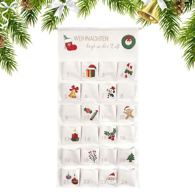 Yaztauho Christmas Countdown Calendar with Pockets,Reusable Holiday Home Wall Decoration,24 Days Countdown Calendar Storage Bag - for Chocolate Candy Toy Party Favors Treat