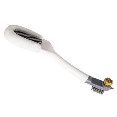 TOYANDONA Brush Material Handle and Curved Long with Multipurpose Shoe Cleaning Head Three-sided Soft Bristle White Pp Washing Care, for Household Sneaker