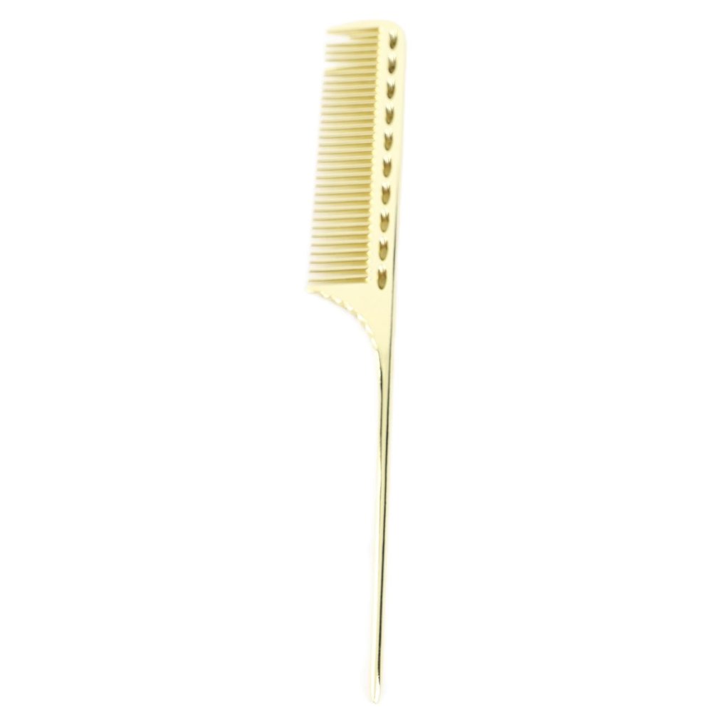 Xiuganpo Professional Aluminum Metal Hair Styling Comb for Men and Women with Serrated Comb Finger Design for Hairdressing, Available in Gold, Silver, Rose Red or Black (Gold)