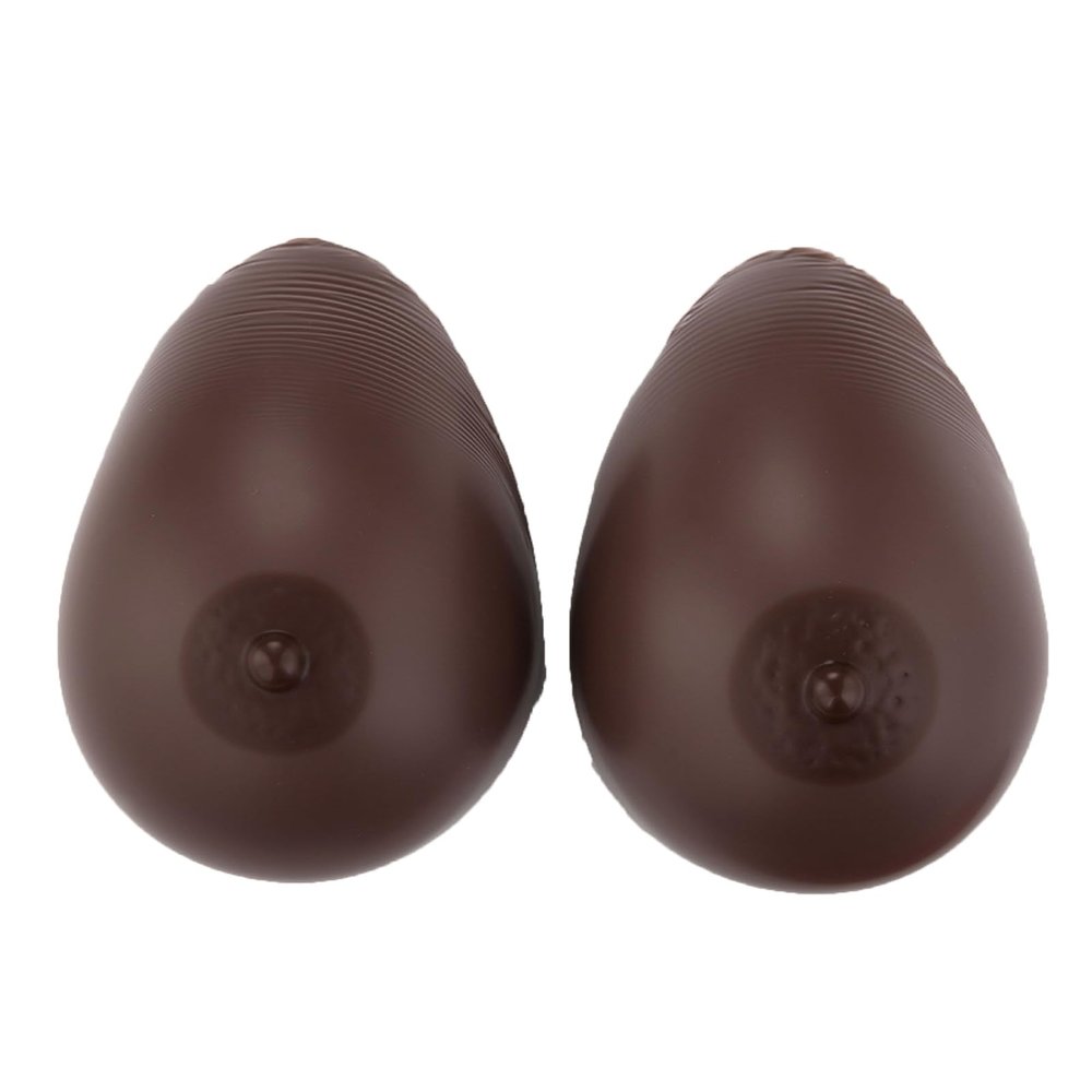 Transgender Prosthetics for Crossdressers & Transgender People Realistic Imitation Breasts for Mastectomy Patients Soft & Comfortable Deep Skin Tone Prostheses,Self-Adhesive (L)
