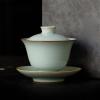 LEEDJUINE Ruyao Ceramic Sky Blue Gaiwan with Gift Box, 140ml 4.8oz, Heat resistant Cracked Glaze Kung Fu Tea Set view 2