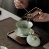 LEEDJUINE Ruyao Ceramic Sky Blue Gaiwan with Gift Box, 140ml 4.8oz, Heat resistant Cracked Glaze Kung Fu Tea Set view 4