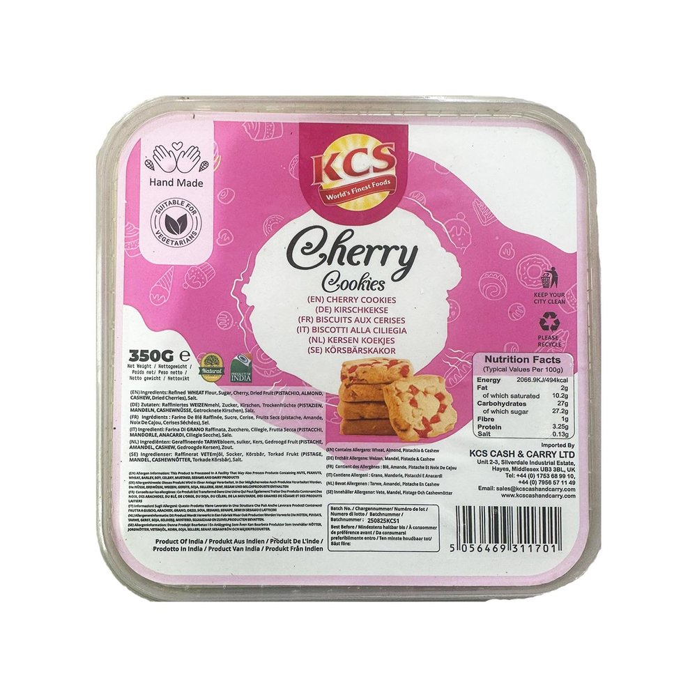 KCS Cherry Cookies 350g Deliciously Sweet & Crunchy Cookies with Real Cherries | Perfect for Tea, Coffee, and Snacks