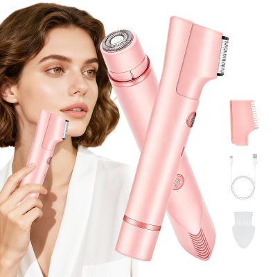 2 in 1 Hair Remover for Women with LED Display - 2026 Waterproof IPX7 Rechargeable Electric Body Trimmer - Great for Face, Armpits, Legs and Bikini Area (Pink)
