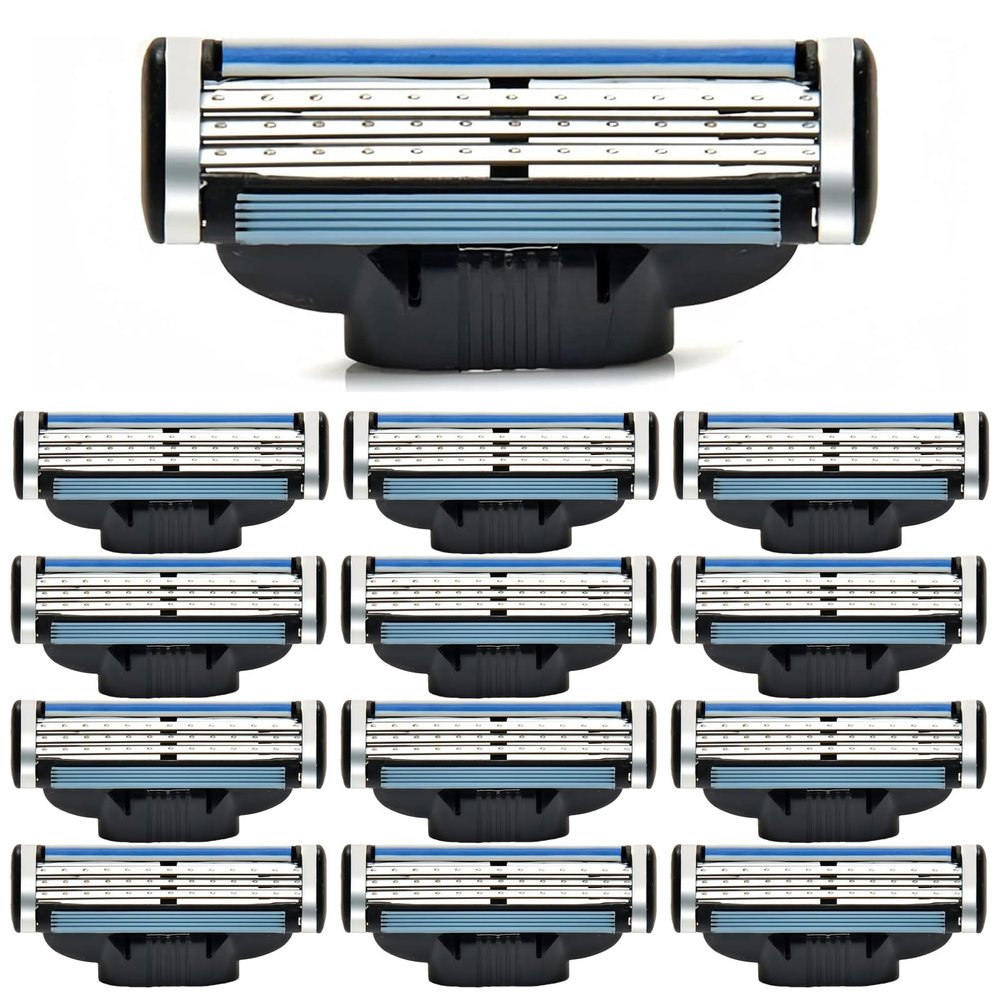 12Pcs Razor Blades Refills for Men, Suitable for Manual Shaver, Double Lubrication Strip, Sharp and Durable Blades, Ideal for Daily Use, Efficient Shaving, Gifts for Men Father Boyfriend