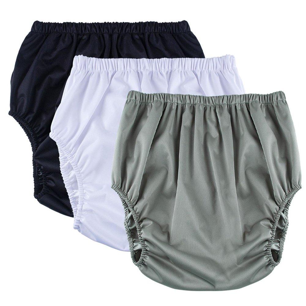 Adult Leakproof Underwear for Incontinence, Washable Reusable Adult Nappy Cover, Elastic Waistband, TPU Plastic Pants Diaper Cover Unisex 3PcsOption A,M