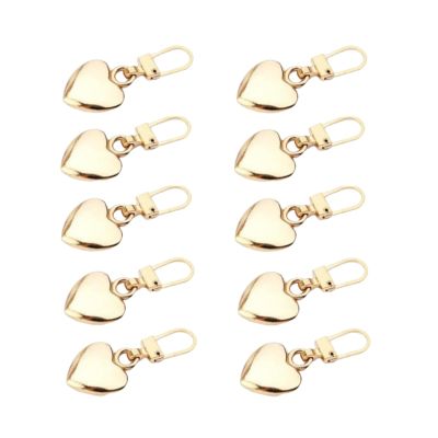10Pcs Gold Heart Shaped Zipper Pull Replacement - Metal Backpack Zipper Mend Fixer Repair for Coats, Jackets, Pants, Luggage - Fasteners, Sewing Notions and Supplies Charms