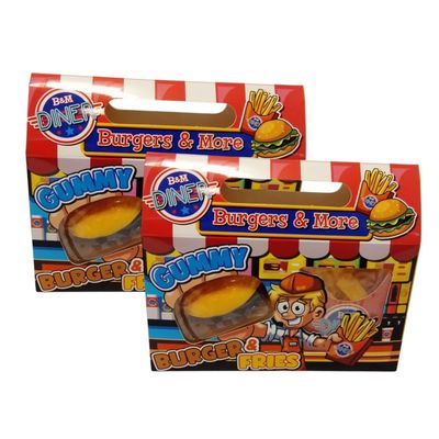 Assorted Fruit Flavour Gummy Burger and Fries Fun Novelty Shaped Soft Chewy Sweets Colourful Jelly Treats Party Bag Filler Snack Box Kids Candy Set (2)