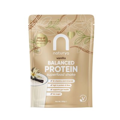 Naturya Balanced Protein Superfood Shake Vanilla 550 g Plant-Based Complete Meal Shake with 20 g Protein, 26 Vitamins & Minerals, High Fibre, Low Sugar