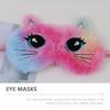 TEHAUX 4pcs Cartoon Plush Eye Mask Set with Owl, Unicorn, Rainbow Cat, and Bear, Comfortable Sleep Blindfold for Travel and Nap, Lovely Shading Eye Cover view 2