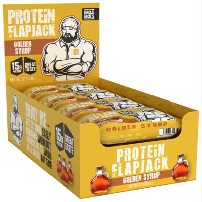 Uncle Jack's Protein Flapjacks 12 x 100g - | 15g Protein | High Protein | 440kcal per bar | Golden Syrup
